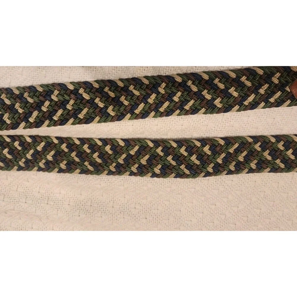 Elastic Canvas Belt Braided Brown Tan Green Blue Stretch Woven Men L- 43